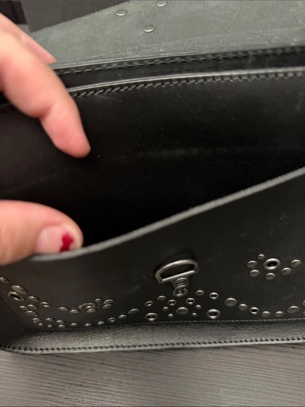 Lucky Brand | Black Studded Leather Crossbody Bag